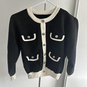 sandro sweater  contrast trim snap button cardigan EU size 1